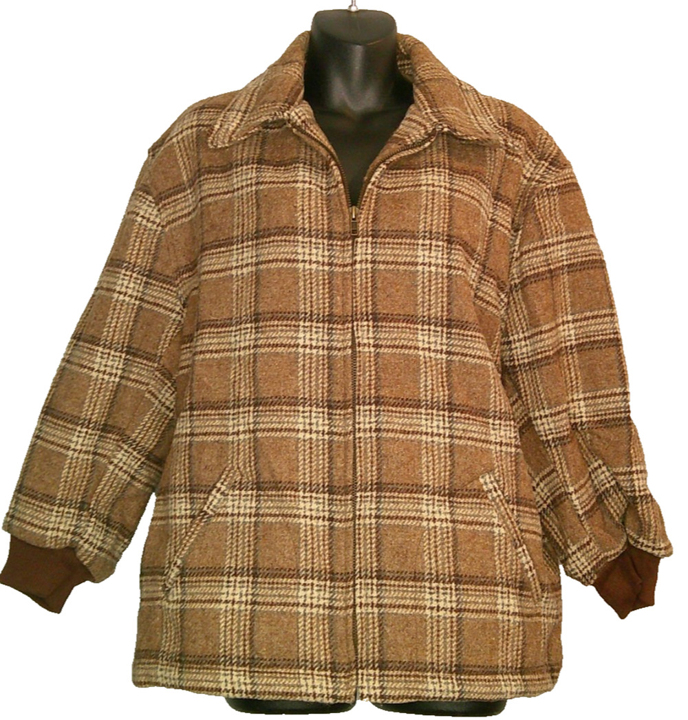 Woolrich Original Outdoor Vintage Brown Plaid Zip Jacket Women's XL